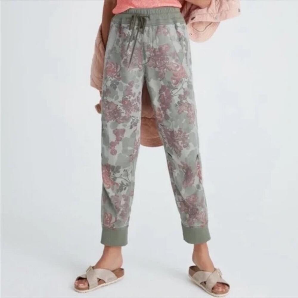 Anthropologie Green Nomad Floral Print High Rise Lyocell Jogger Pants Size XS
